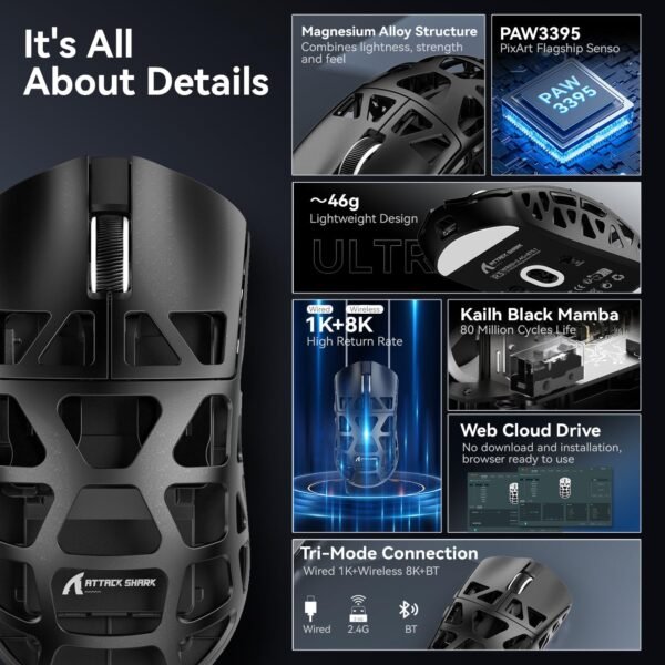 71eWB2hDpL._AC_SL1500_ ATTACK SHARK R3 Review Superlight Wireless Gaming Mouse with 8000Hz Polling and 26K DPI
