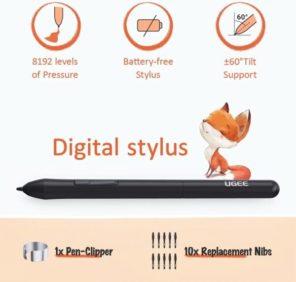 71jSDe93zbL._AC_SL1500_ UGEE S640 graphics drawing tablet review compact digital art pad with battery-free stylus