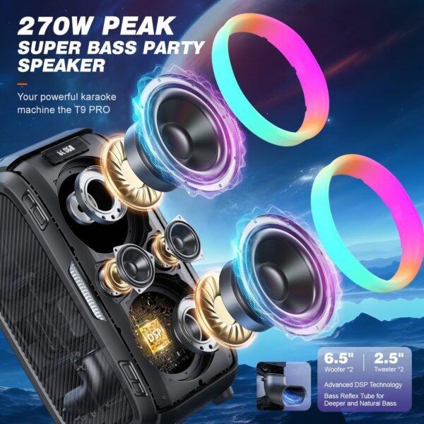 813vVG99CyL._AC_SL1500_ W-KING T9 Pro Bluetooth Speaker Review Powerful 270W Sound with Deep Bass and Party Lights