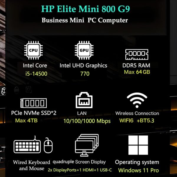 81cfhkt1X0L._AC_SL1500_ Review of HP Elite Mini 800 G9 Desktop Computer with Intel i5 Processor